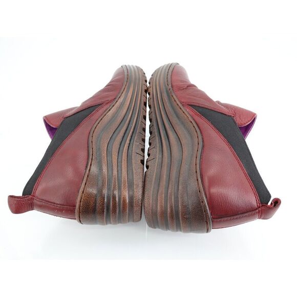 Bionica Gallant Ankle Boots Women's Size 9 Red Wedge Leather Bootie Slip On Shoe - Picture 7 of 11